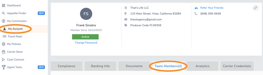 How do I add my team to my First Connect Account?